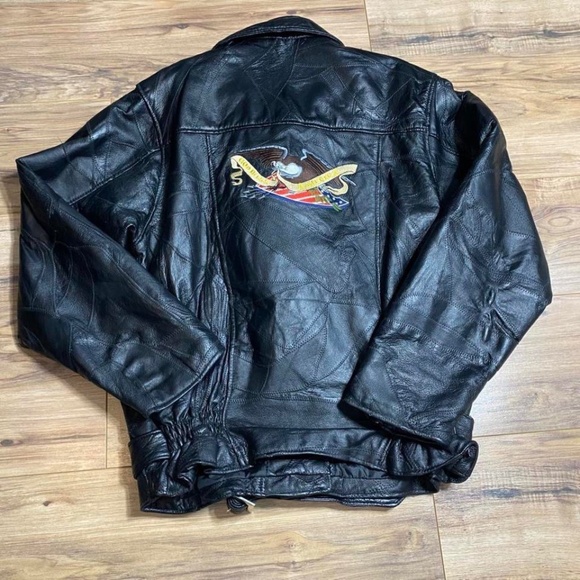 Men’s Vintage 100% Genuine Leather Zip Up Black Coat